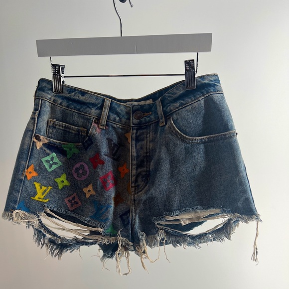 Brandy Melville Pants - Brandy Melville Hand-Painted Denim shorts